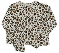 Smetanovo-černo-hnědé crop triko s leopardím vzorem Zara