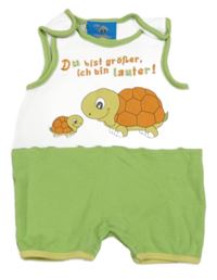 Bílo-světlezelené laclové kraťasy se želvami Topolino