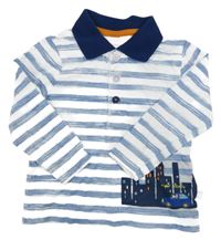 Modro-bílé pruhované polo triko s městem Liegelind