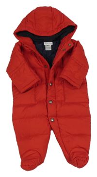 Červená šusťáková zimní kombinéza s logem a kapucí Ralph Lauren