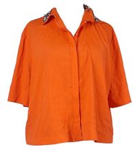 Dámska oranžová crop blúzka s kamienkami Topshop