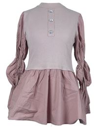Dámská růžová žebrovaná peplum tunika 