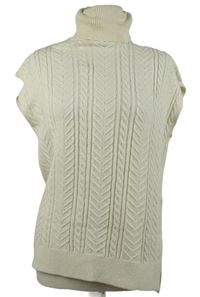 Dámská smetanová vzorovaná svetrová vesta s kapucí F&F