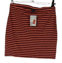 Nové - Dámska ružovo-vínová pruhovaná elastická sukňa H&M