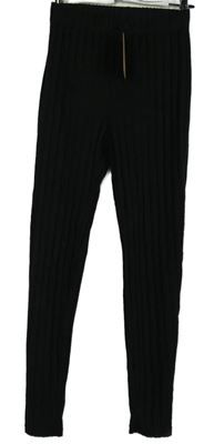 Nové - Dámské černé žebrované úpletové legíny Shein 