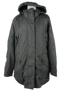 Dámská tmavošedo-bílá kostkovaná šusťáková jarní parka s kapucí Roadsign 