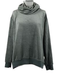 Dámská šedá sametová mikina s komínovým límcem Adore 