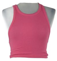 Dámsky žiarivě ružový rebrovaný crop top Zara