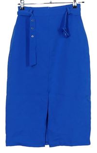 Dámska modrá púzdrová midi sukňa s opaskom Boohoo