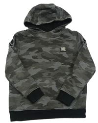Šedá army mikina s proužkem a kapucí George