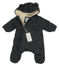 Nové- Tmavošedá šusťáková zimní kombinéza s kapucí Primark