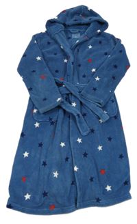 Tmavomodrý chlpatý župan s hviezdami a kapucňou F&F