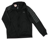 Černo-šedá sportovní propínací mikina s logem Adidas