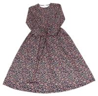 Tmavomodré květinové šaty 