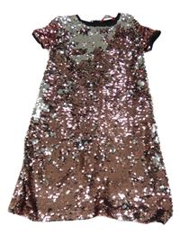 Růžovo-stříbrné flitrované šaty Yd.