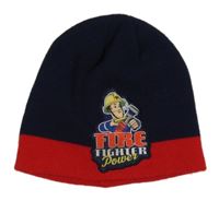 Tmavomodro-červená čepice s hasičem Samem