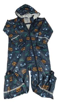 Tmavomodrá neprokomavá kombinéza se zvířátky a kapucí Lupilu