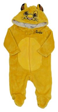 Žltá chlpatá podšitá kombinéza s kapucí- Simba Disney
