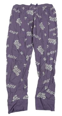 Fialové pyžamové nohavice s nápismi Y.F.K.