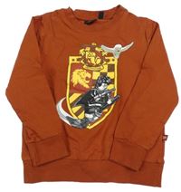 Hrdzavá mikina s potiskem Harry Potter