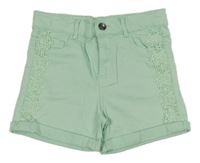 Pomněnkové riflové kraťasy s krajkou 