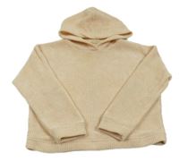 Béžový žinylkový crop sveter s kapucňou