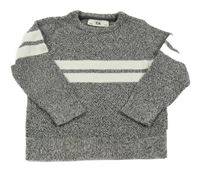 Čierno-biely melírovaný sveter s prúžkami C&A