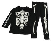 Černé pyžamo s kostlivcem F&F