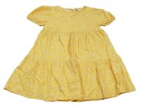 Žlté kvetinové plátenné šaty F&F