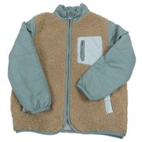 Hnedo-zelenošedá huňato/šusťáková jarná zateplená bunda Dunnes