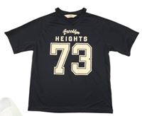 Tmavomodro-biele športové funkčné tričko s nápisom H&M