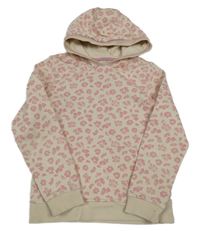 Béžovo-ružová vzorovaná mikina s kapucňou Yigga