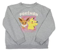 Šedá melírovaná mikina s Pikachu a Eevee H&M