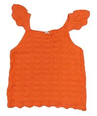 Oranžový pletený top s dírkovaným vzorom Primark