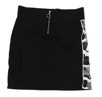 Černo-army elastická sukně se zipem New Look