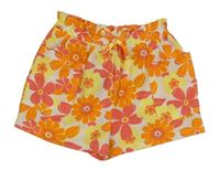 Bielo-citronovo-oranžové kvetované kraťasy zn. Primark