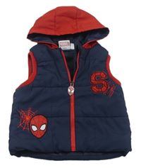 Tmavomodro-červená šusťáková zateplená vesta s kapucí - Spiderman Marvel