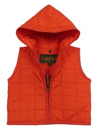 Červená šušťáková prešívaná ľahká zateplená vesta s kapucňou Timberland
