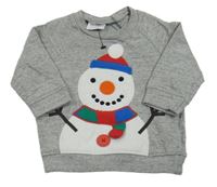 Sivá melírovaná mikina so sněhulákem zn. F&F