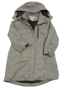 Hnědo-bílý vzorovaný šusťákový jarní kabát s kapucí 