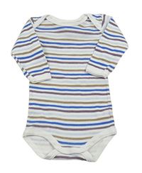 Bílo-modro-hnědé pruhované body Petit Bateau
