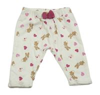 Smotanové tepláky so srdiečkami a zvířaty