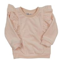 Svetloružová plyšová mikina s volánikmi