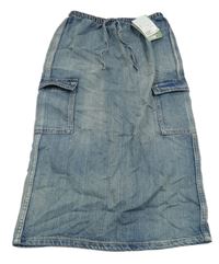 Nové - Modrá riflová midi sukně s kapsami H&M