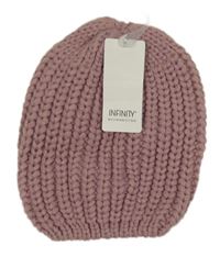 Nové - Růžová pletená čepice Infinity