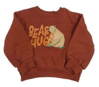 Hnedá mikina s nápisom a medvedíkom Matalan