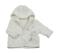 Nové - Biela podšitá prepínaci mikina s medvěďom a kapucňou Mothercare