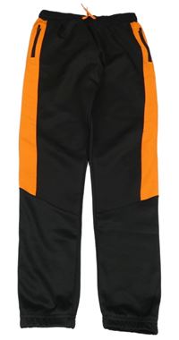 Čierno-neónově oranžové športové tepláky Ergeenomixx