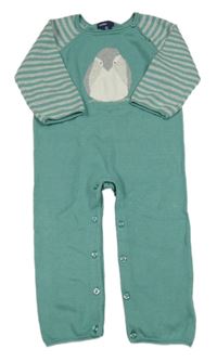 Zeleno-šedý svetrový overal s pruhy a tučňákem GAP