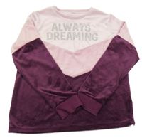 Svetloružová -vínová plyšová domáceá mikina s nápisom Calvin Klein